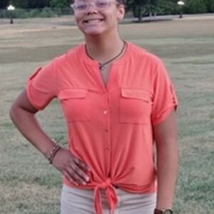 Cato Buttob Down Tie Front Blouse Coral Top M